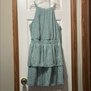 the general good Green Tiered Ruffled Halter Sundress Large NWOT